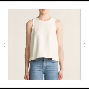 Madewell textured tank top open back cream white color woman's size large